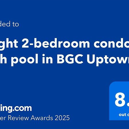 Bright 2-Bedroom Condo With Pool In Bgc Uptown Manila Zewnętrze zdjęcie